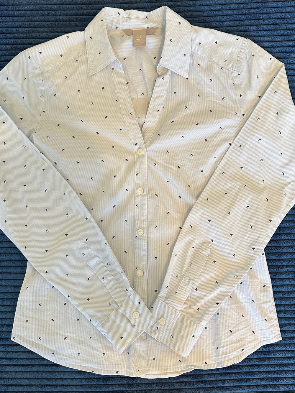 h&m button down long sleeve v-neck button-down shirt